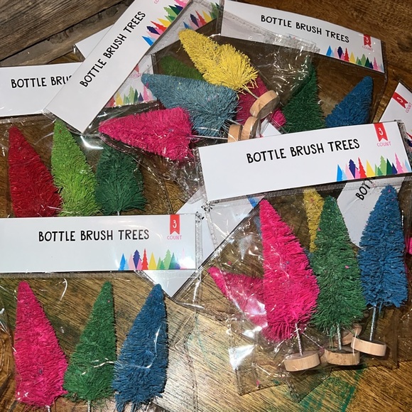 Target Bottlebrush trees. 24 total trees. Blue, pink, green, yellow. Brand new. - Picture 2 of 3